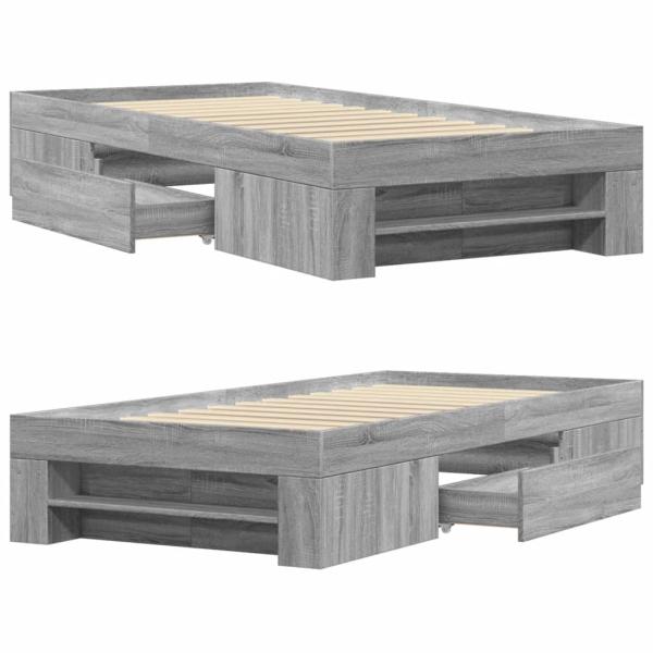 ARDEBO.de - Bettgestell Grau Sonoma 90x190 cm Holzwerkstoff