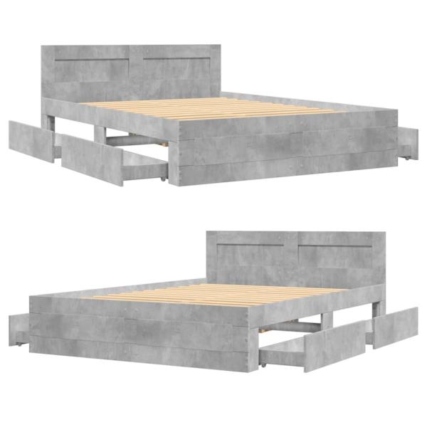 Bettgestell mit Kopfteil Betongrau 140x200 cm Holzwerkstoff