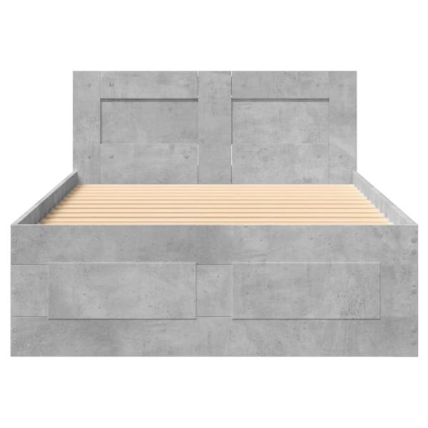 Bettgestell mit Kopfteil Betongrau 90x200 cm Holzwerkstoff