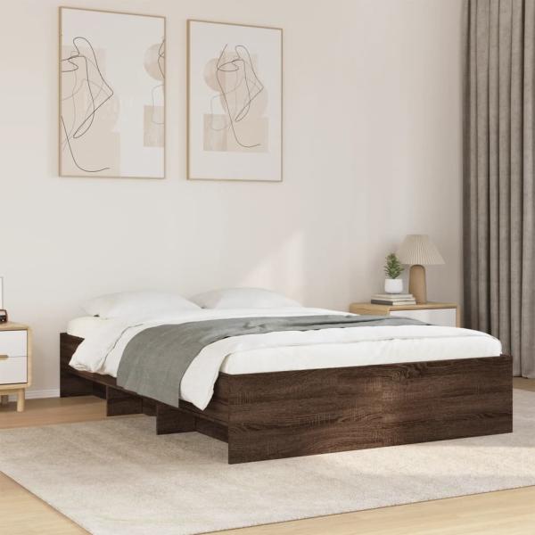 ARDEBO.de - Bettgestell Braun Eichen-Optik 135x190 cm Holzwerkstoff