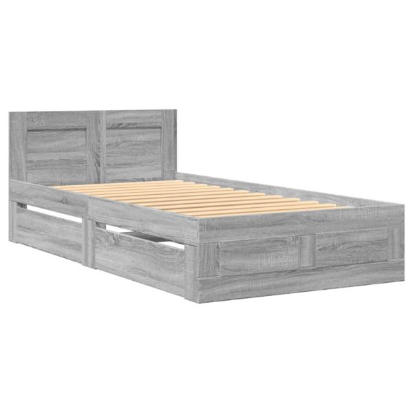 Bettgestell mit Kopfteil Grau Sonoma 75x190 cm Holzwerkstoff