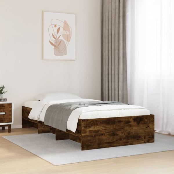 ARDEBO.de - Bettgestell ohne Matratze Räuchereiche 75x190 cm Holzwerkstoff