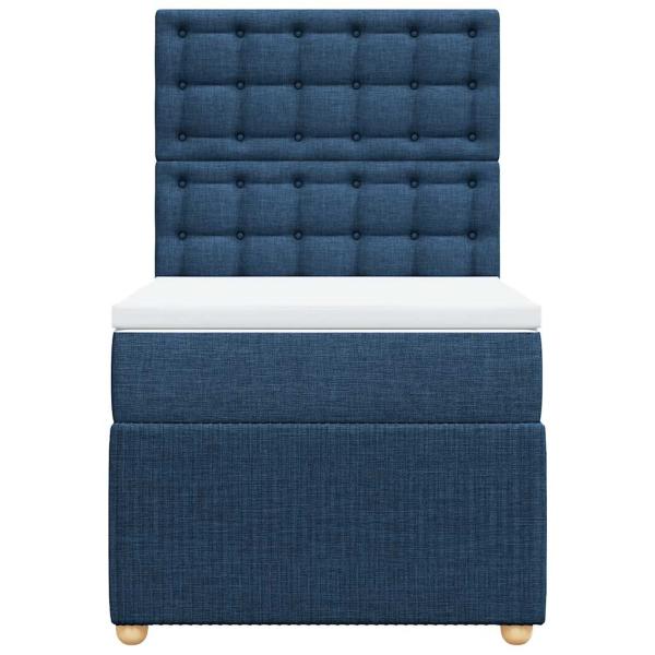 Boxspringbett mit Matratze Blau 90x200 cm Stoff