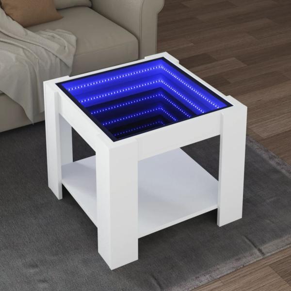 ARDEBO.de - LED-Couchtisch Weiß 53x53x45 cm Holzwerkstoff