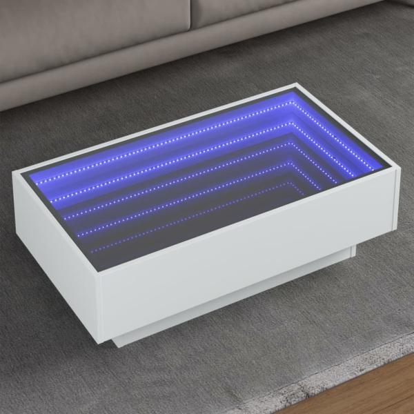 ARDEBO.de - LED-Couchtisch Weiß 90x50x30 cm Holzwerkstoff