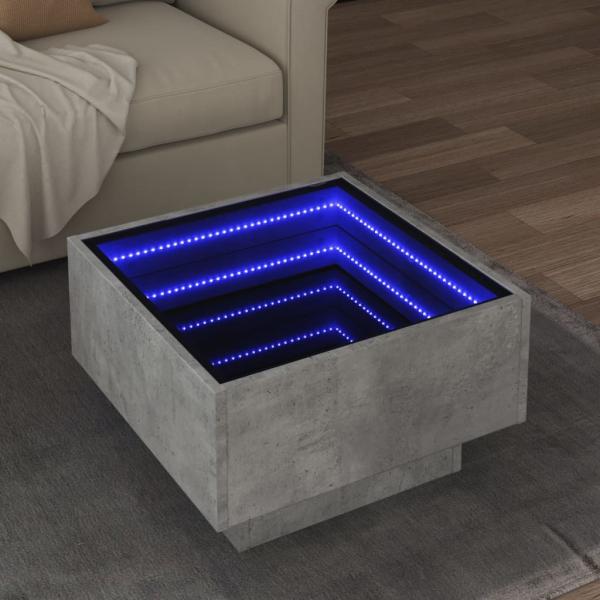 ARDEBO.de - LED-Couchtisch Betongrau 50x50x30 cm Holzwerkstoff