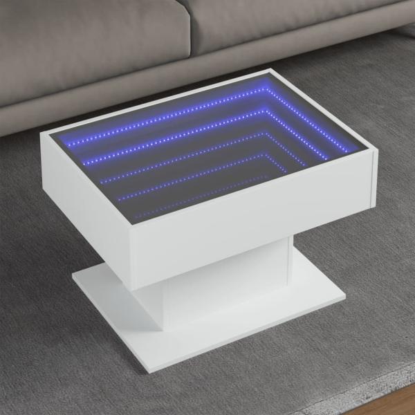 ARDEBO.de - LED-Couchtisch Weiß 70x50x45 cm Holzwerkstoff