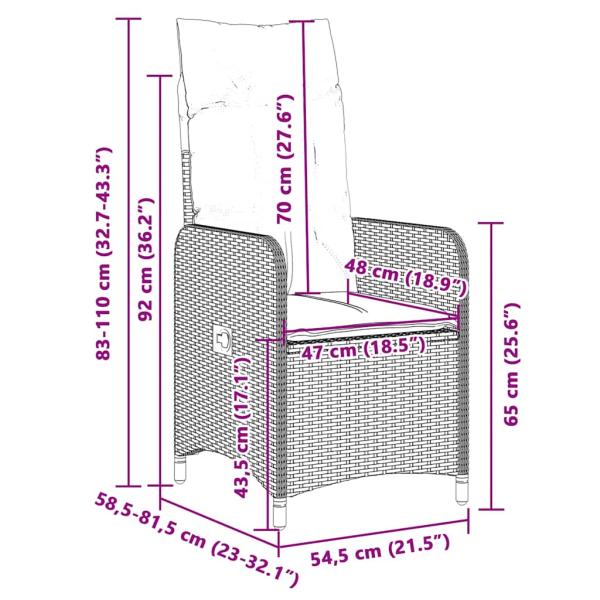 7-tlg. Garten-Bistro-Set mit Kissen Schwarz Poly Rattan
