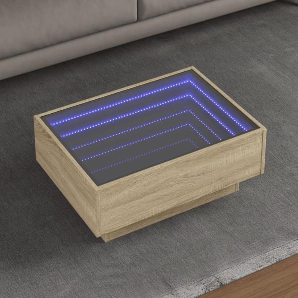 ARDEBO.de - LED-Couchtisch Sonoma Eiche 70x50x30 cm Holzwerkstoff