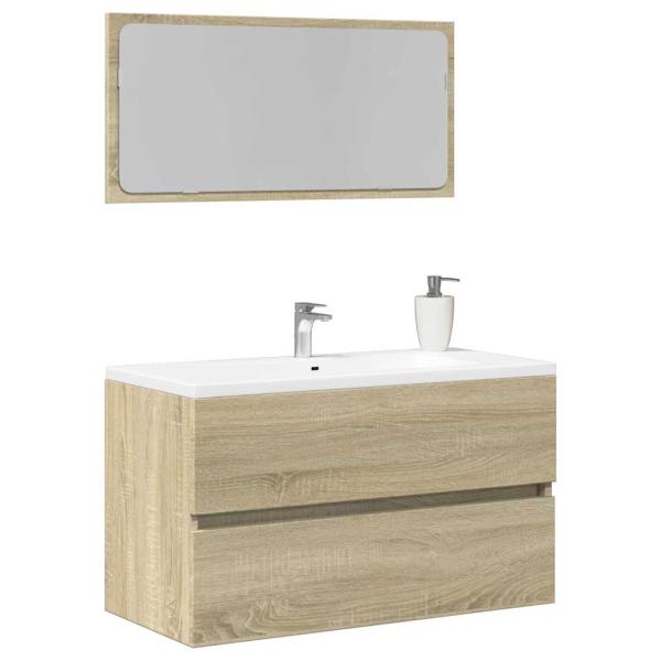 ARDEBO.de - Badschrank mit Spiegel Sonoma-Eiche 80x38,5x45 cm