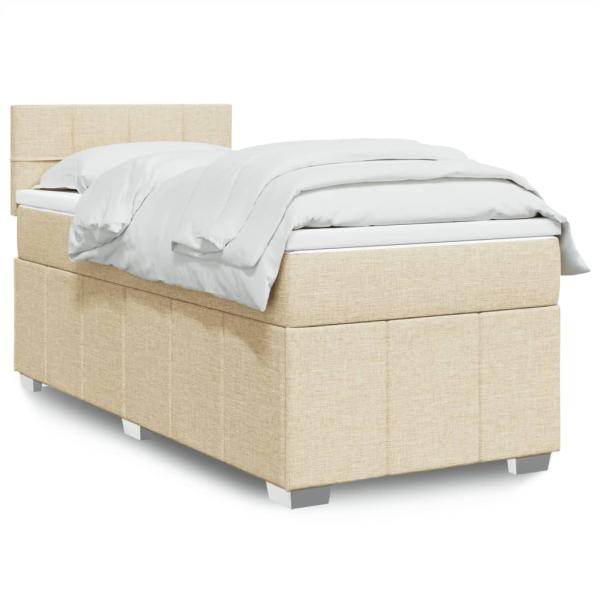 ARDEBO.de - Boxspringbett mit Matratze Creme 80x200 cm Stoff