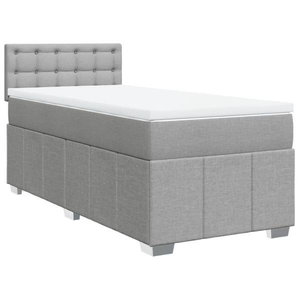 Boxspringbett mit Matratze Hellgrau 90x190 cm Stoff