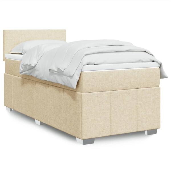 ARDEBO.de - Boxspringbett mit Matratze Creme 90x200 cm Stoff