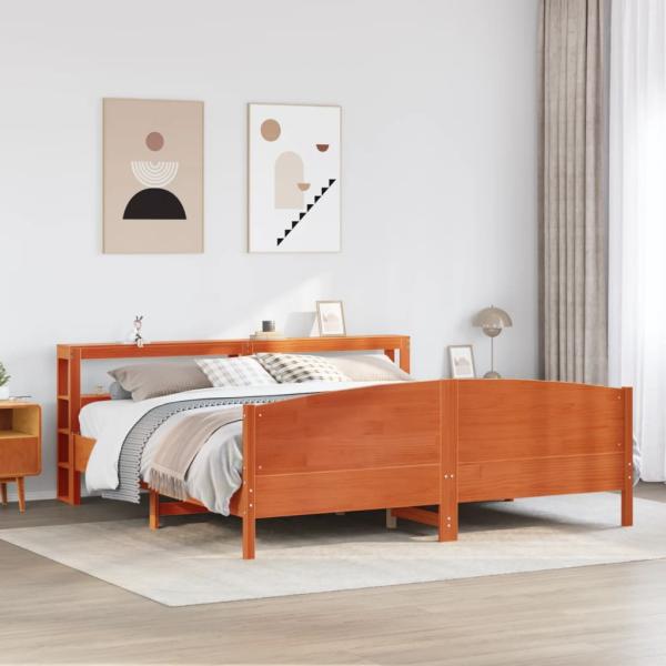 ARDEBO.de - Massivholzbett ohne Matratze Wachsbraun 200x200 Kiefernholz