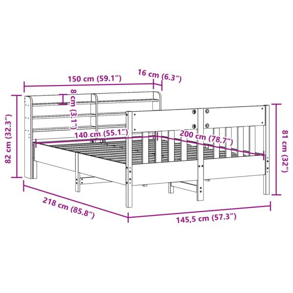 Massivholzbett ohne Matratze Weiß 140x200 cm Kiefernholz