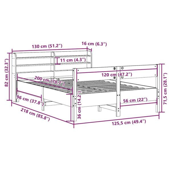 Massivholzbett ohne Matratze Wachsbraun 120x200 cm Kiefernholz