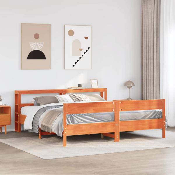 ARDEBO.de - Massivholzbett ohne Matratze Wachsbraun 180x200 Kiefernholz
