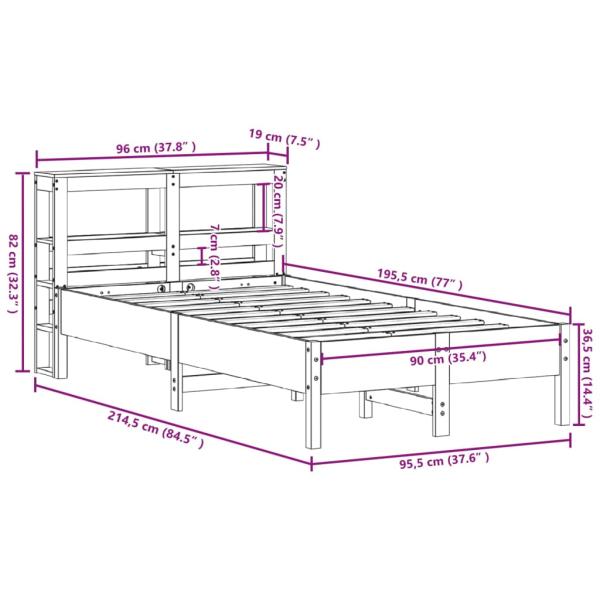 Massivholzbett ohne Matratze Wachsbraun 90x190 cm Kiefernholz