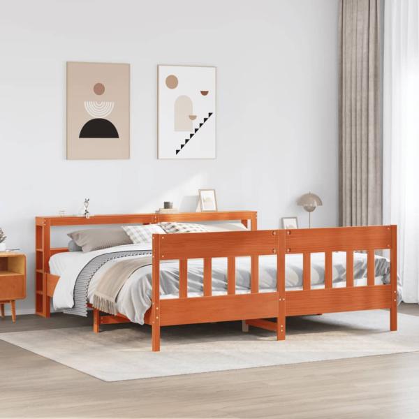 ARDEBO.de - Massivholzbett ohne Matratze Wachsbraun 180x200 Kiefernholz