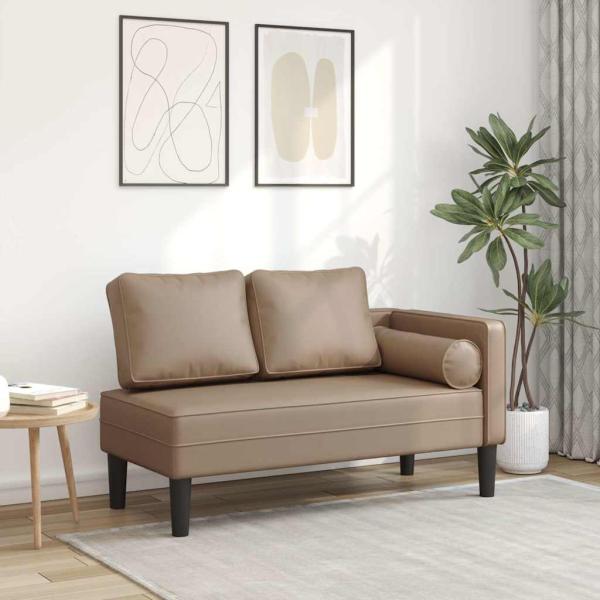 ARDEBO.de - Chaiselongue mit Kissen Cappuccino Kunstleder