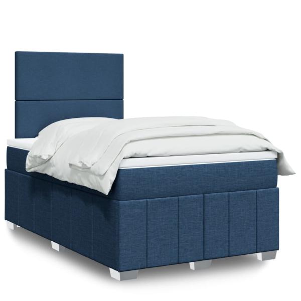 ARDEBO.de - Boxspringbett mit Matratze Blau 120x190 cm Stoff