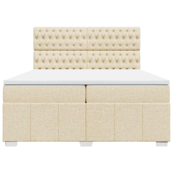 ARDEBO.de - Boxspringbett mit Matratze Creme 200x200 cm Stoff