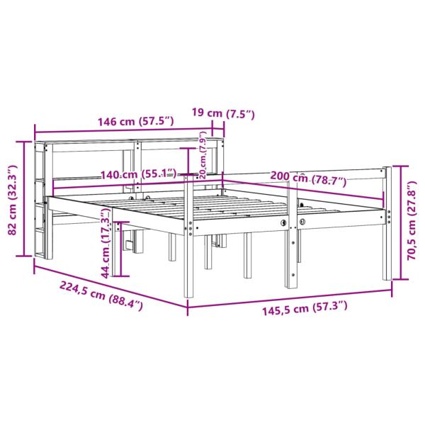Bettgestell mit Kopfteil ohne Matratze Wachsbraun 140x200 cm