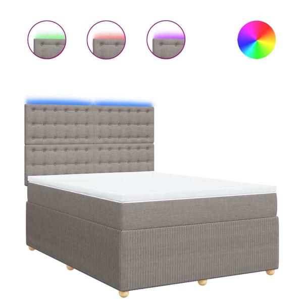 Boxspringbett mit Matratze Taupe 140x190 cm Stoff