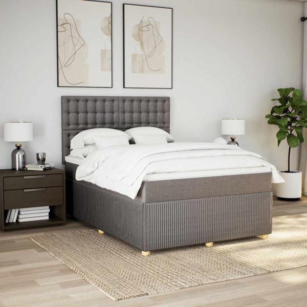 Boxspringbett mit Matratze Taupe 140x190 cm Stoff