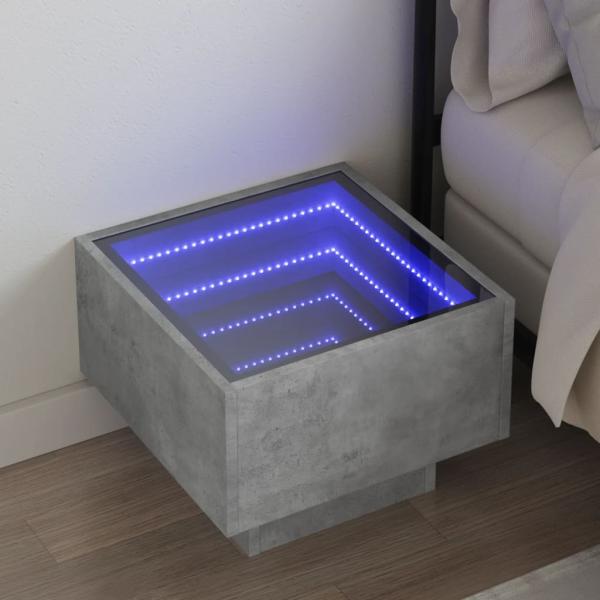 ARDEBO.de - Nachttisch mit Infinity-LED Betongrau 40x40x30 cm