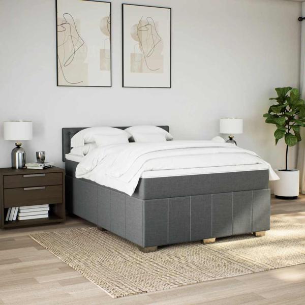 Boxspringbett mit Matratze Dunkelgrau 140x190 cm Stoff