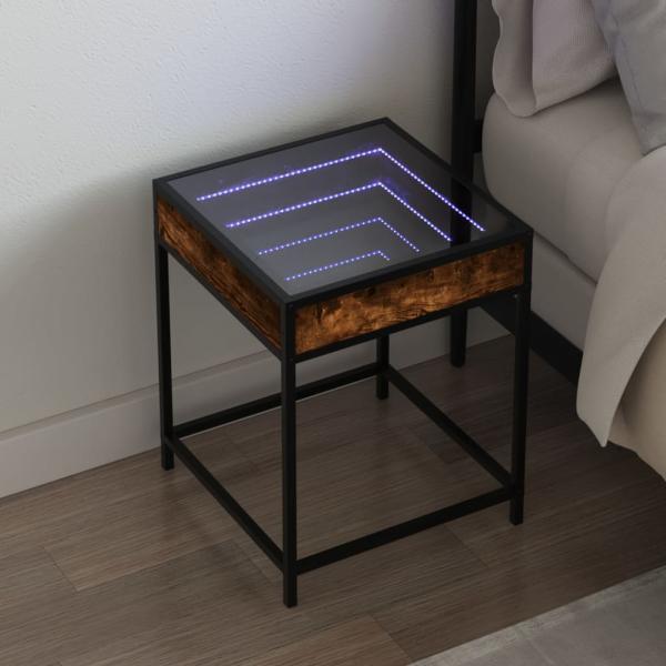 ARDEBO.de - Nachttisch mit Infinity-LED Räuchereiche 40x40x51 cm
