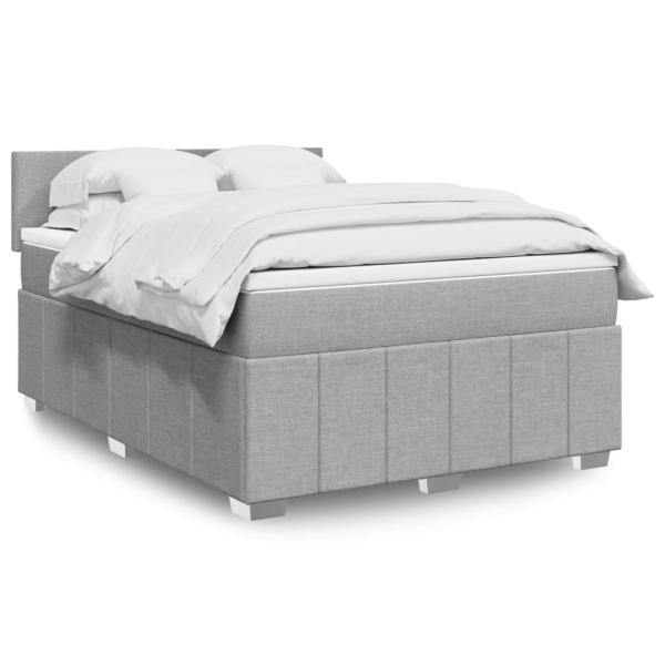 ARDEBO.de - Boxspringbett mit Matratze Hellgrau 140x200 cm Stoff