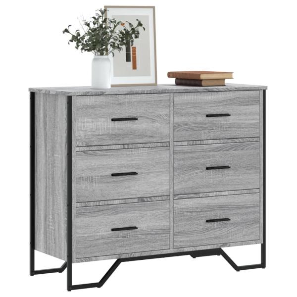 ARDEBO.de - Kommode Grau Sonoma 91x35,5x74,5 cm Holzwerkstoff