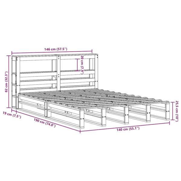 Massivholzbett ohne Matratze Wachsbraun 140x190 cm Kiefernholz