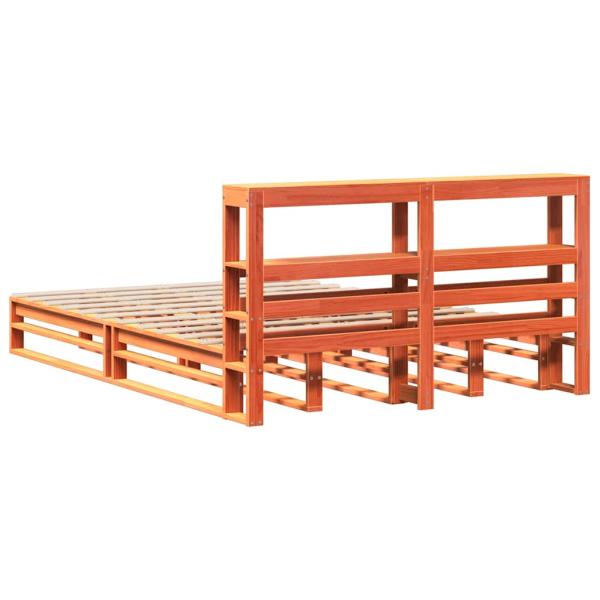 Massivholzbett ohne Matratze Wachsbraun 140x190 cm Kiefernholz