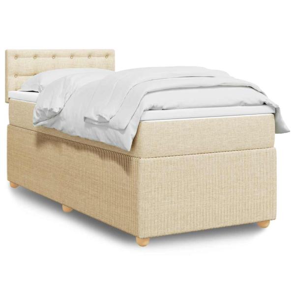 ARDEBO.de - Boxspringbett mit Matratze Creme 80x200 cm Stoff