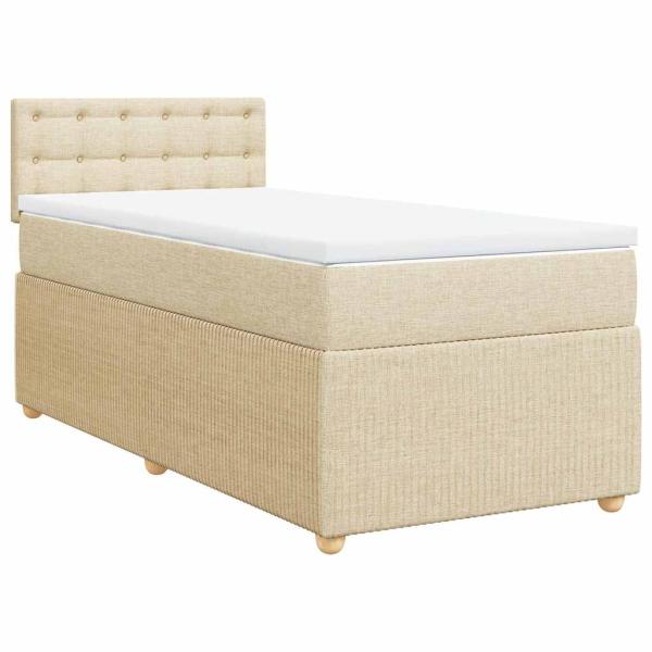 Boxspringbett mit Matratze Creme 80x200 cm Stoff