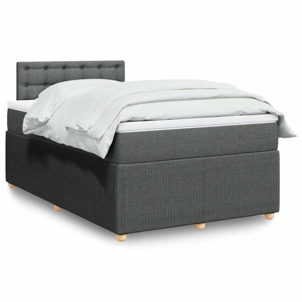 ARDEBO.de - Boxspringbett mit Matratze Dunkelgrau 120x190 cm Stoff