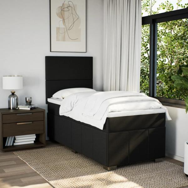 ARDEBO.de - Boxspringbett mit Matratze Schwarz 100x200 cm Stoff