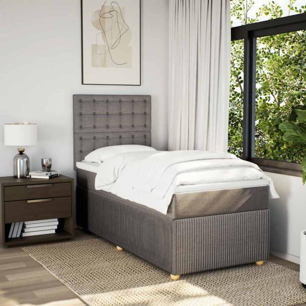 Boxspringbett mit Matratze Taupe 90x200 cm Stoff