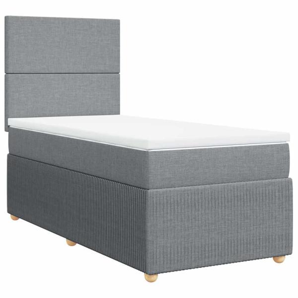 Boxspringbett mit Matratze Hellgrau 100x200 cm Stoff