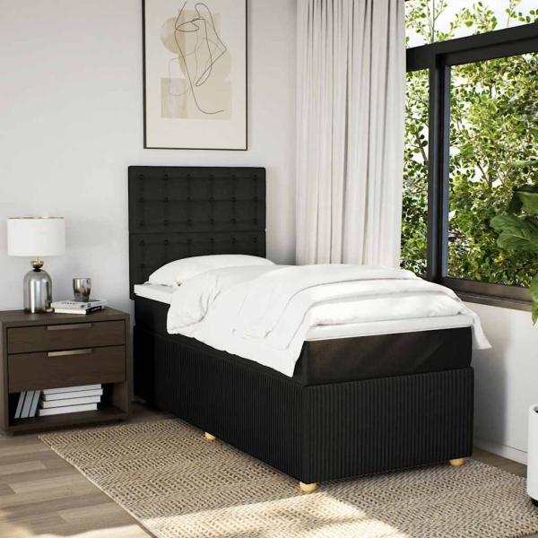 Boxspringbett mit Matratze Schwarz 100x200 cm Stoff