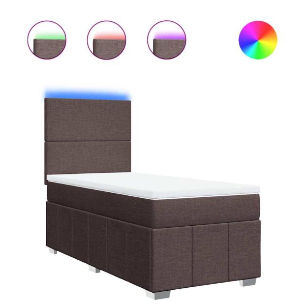 Boxspringbett mit Matratze Dunkelbraun 80x200 cm Stoff