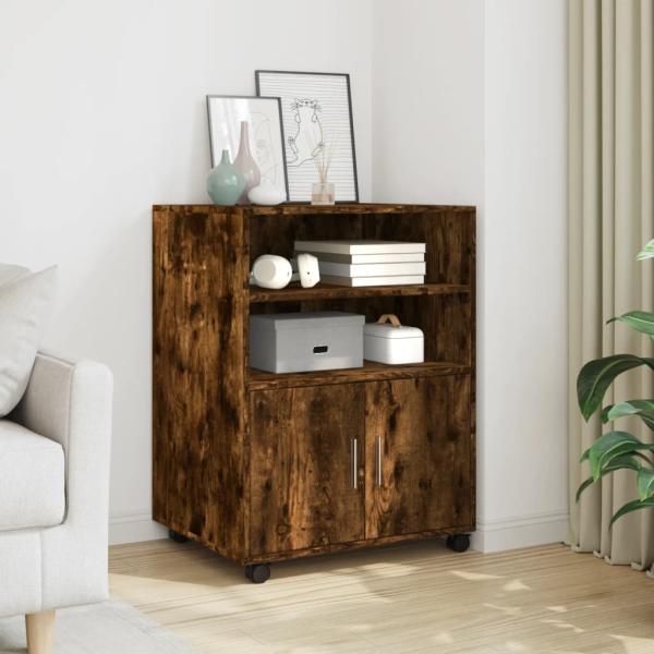ARDEBO.de - Rollschrank Räuchereiche 60x48x81 cm Holzwerkstoff