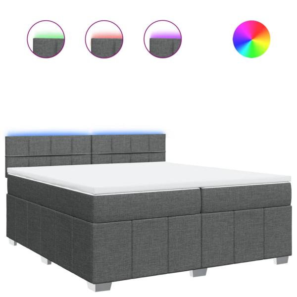 ARDEBO.de - Boxspringbett mit Matratze Dunkelgrau 200x200 cm Stoff