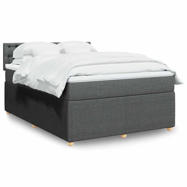 ARDEBO.de - Boxspringbett mit Matratze Dunkelgrau 160x200 cm Stoff