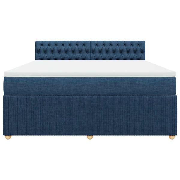 Boxspringbett mit Matratze Blau 180x200 cm Stoff