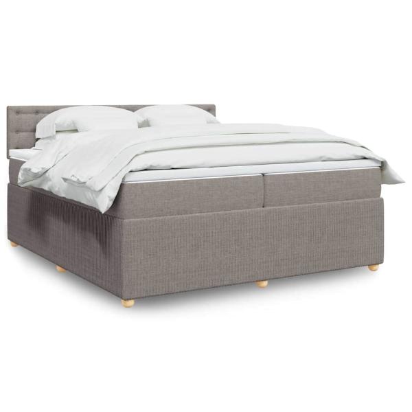 ARDEBO.de - Boxspringbett mit Matratze Taupe 200x200 cm Stoff