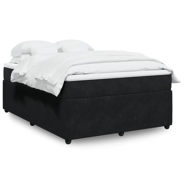 ARDEBO.de - Boxspringbett mit Matratze Schwarz 140x190 cm Samt